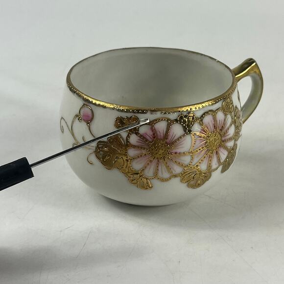 Vtg Nippon Hand-Painted Pink Rose Tea Set 12pc Teapot Creamer Gold Trim Japan - Picture 14 of 16